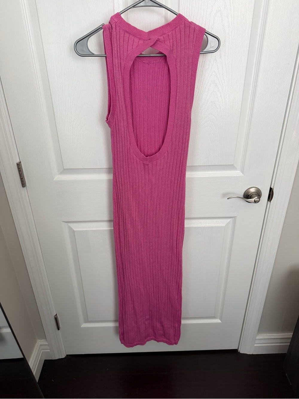 House of Harlow 1960 Sleeveless Ribbed Maxi Dress in Bright Pink - Picture 4 of 5